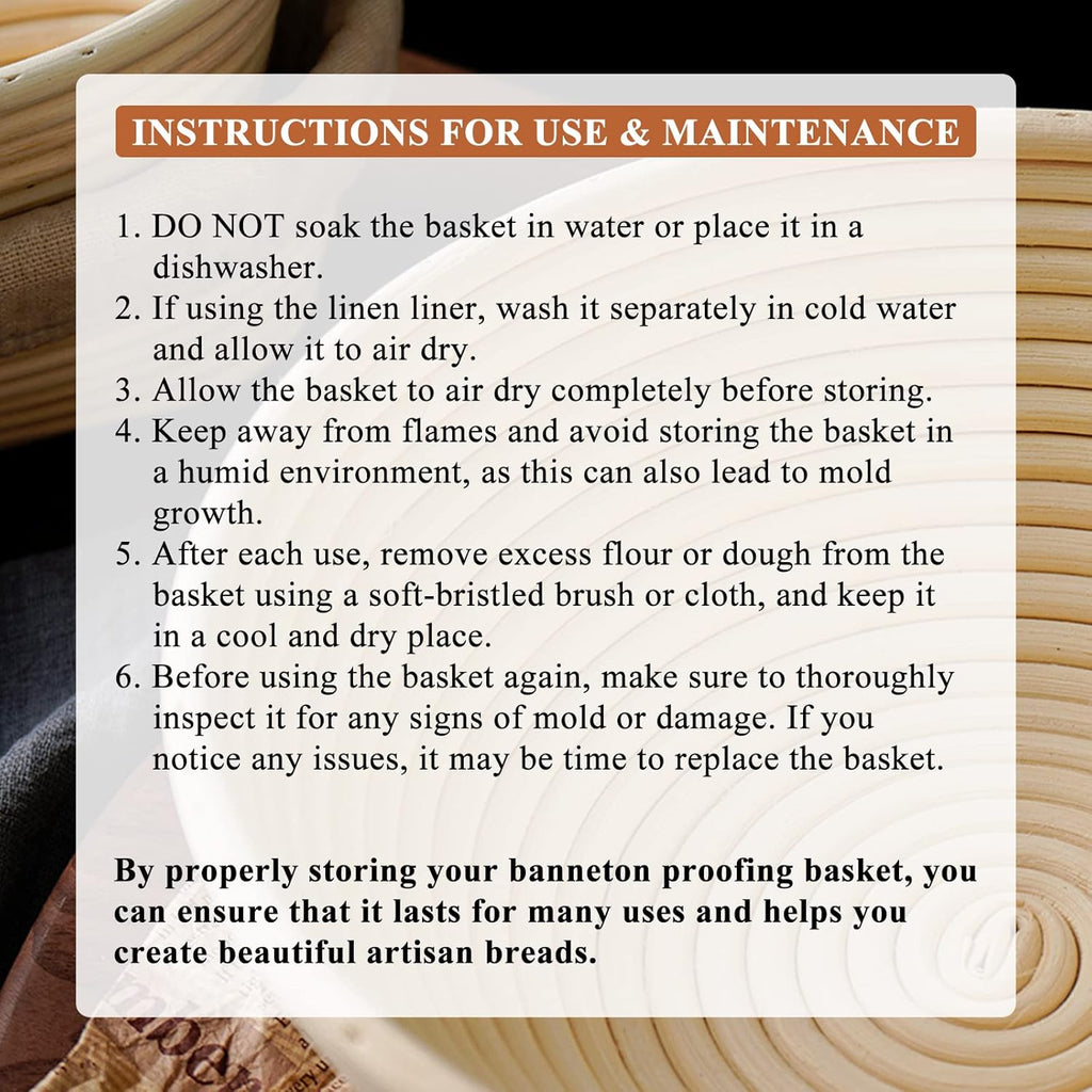 Sourdough Bread Proofing Basket Set with Liner, Lame, Dough Scraper and Brush H3812