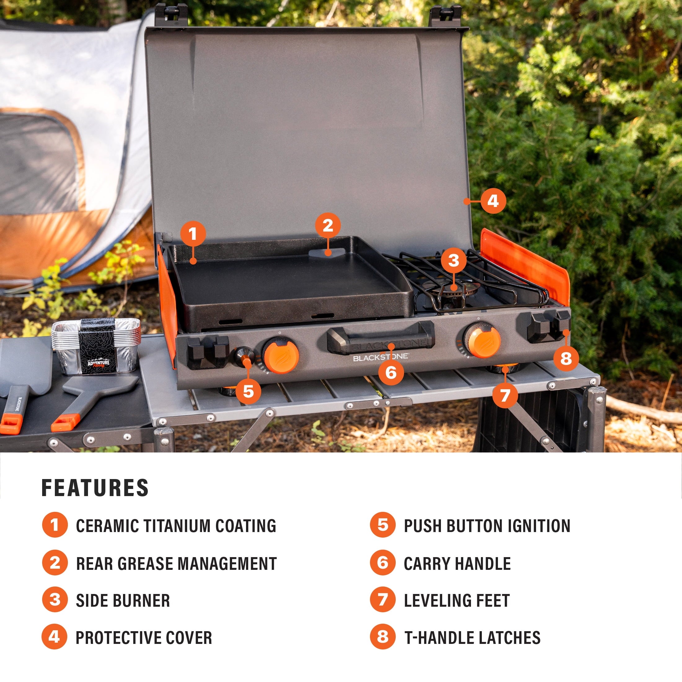 14" Propane Camping Griddle with Side Burner Y415