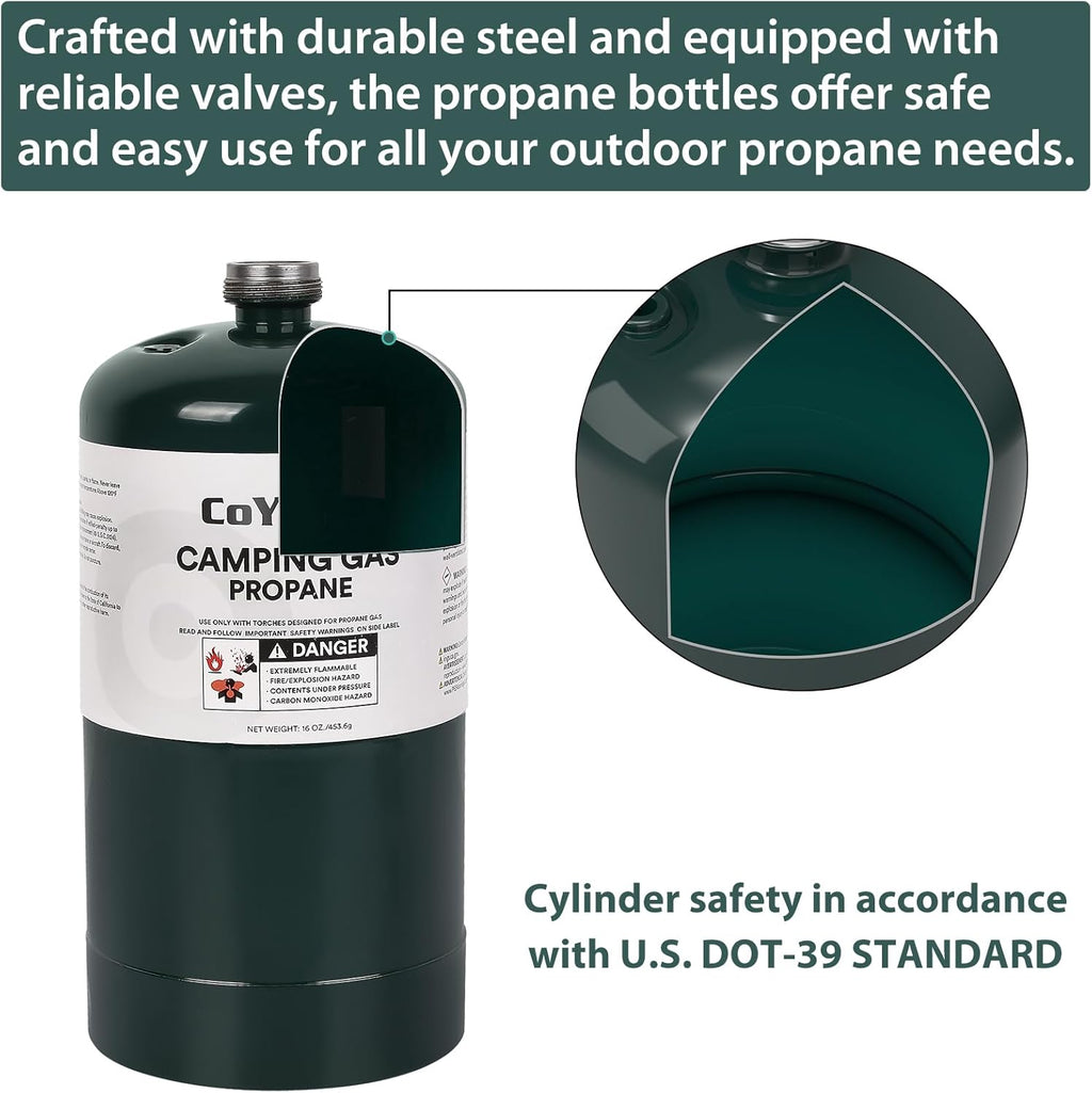 1LB Propane Cylinder Tank, 16 oz, DOT Compliant Q212