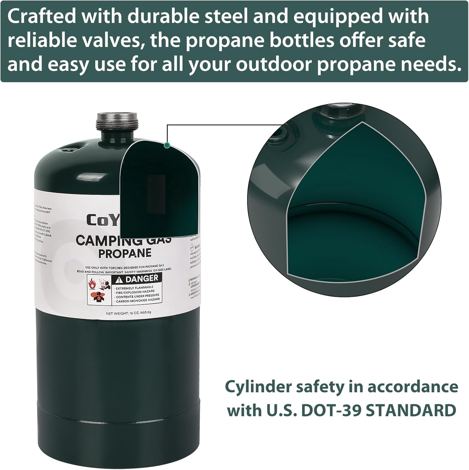1LB Propane Cylinder Tank, 16 oz, DOT Compliant Q212
