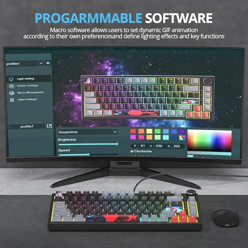 82-Key Compact Wired RGB Mechanical Gaming Keyboard, Black Z194