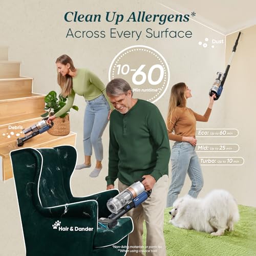 Cordless Stick Vacuum Cleaner with Tangle-Resistant Design, 50-Minute Runtime T113949