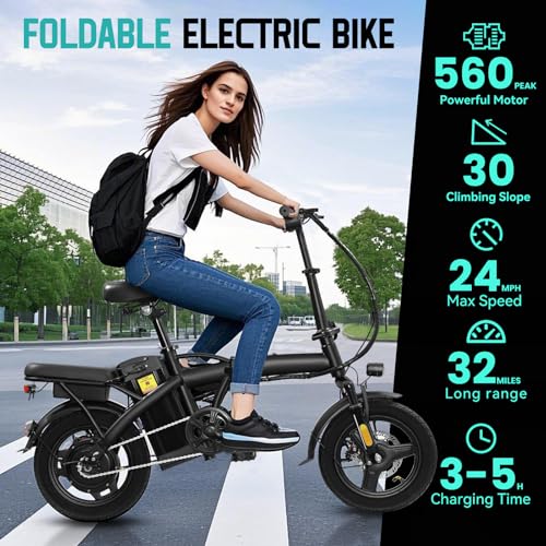 Foldable Electric Bike for Adults, 560W Motor, 48V Battery, 24MPH P514170
