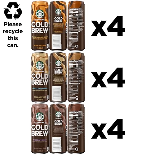 Cold Brew Coffee, 3 Flavor Variety Pack, 11 fl oz Cans, 12 Pack A170312