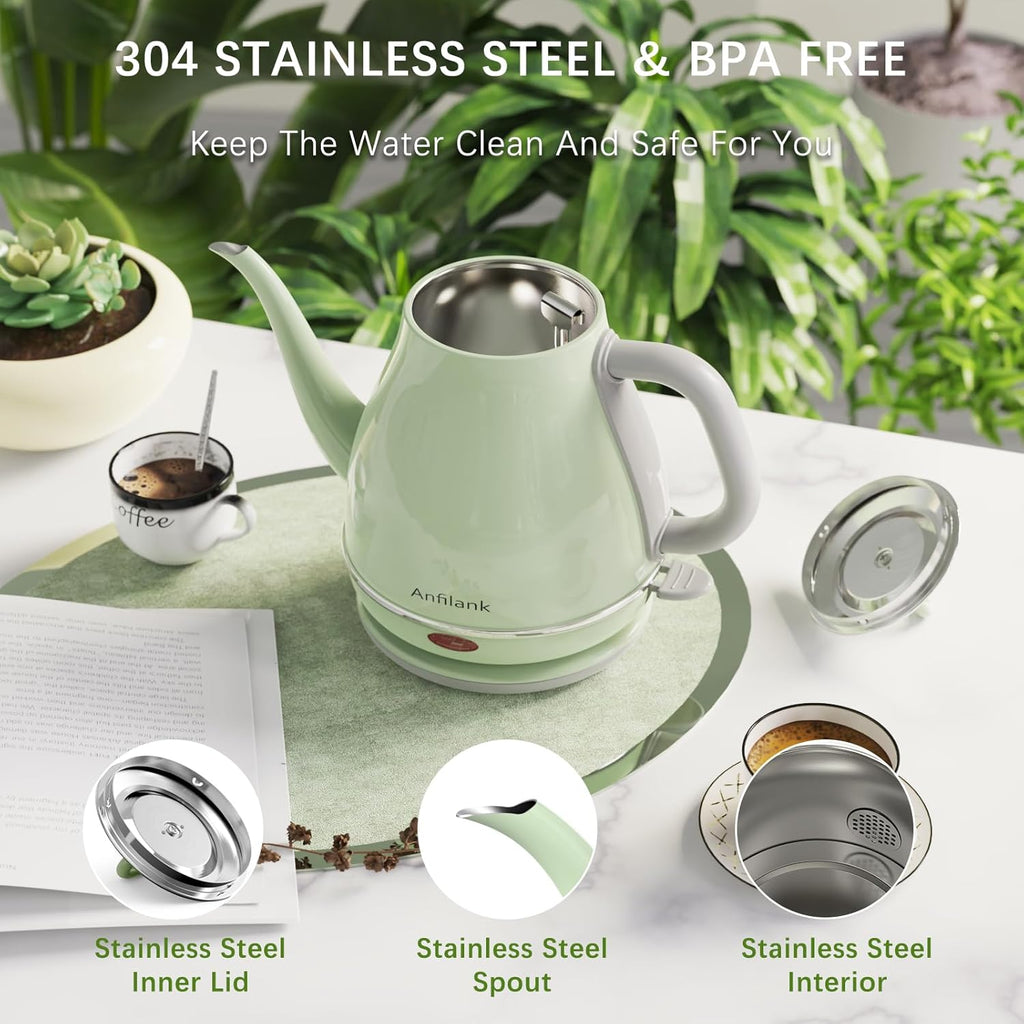 Gooseneck Electric Kettle, 1L Stainless Steel, Auto Shut-Off U23807
