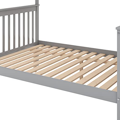 Twin Over Twin/Full Bunk Bed with Trundle and Drawers, Solid Wood Staircase T72769