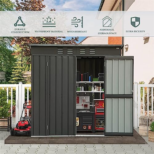 Metal Storage Shed with Pent Roof, Double Lockable Doors Y47264
