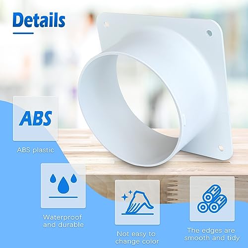 4 inch Air Vent Duct Connector Flange, Plastic Ventilation Pipe for HVAC H34365