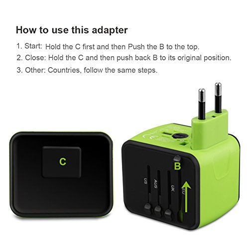 Universal Travel Adapter with USB and Type C, UK/US/AUS/EU Plugs N64661