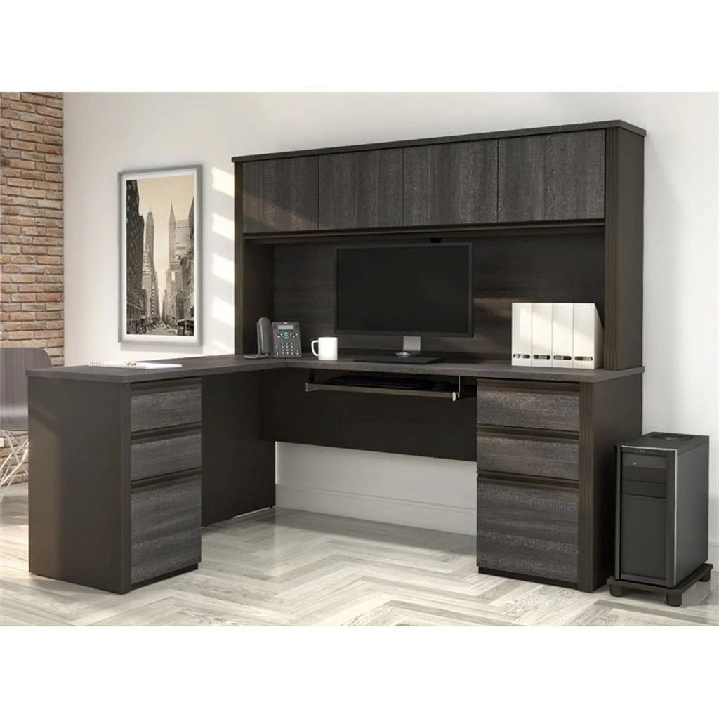 6 Piece Wood L Shaped Computer Desk with Hutch T55023