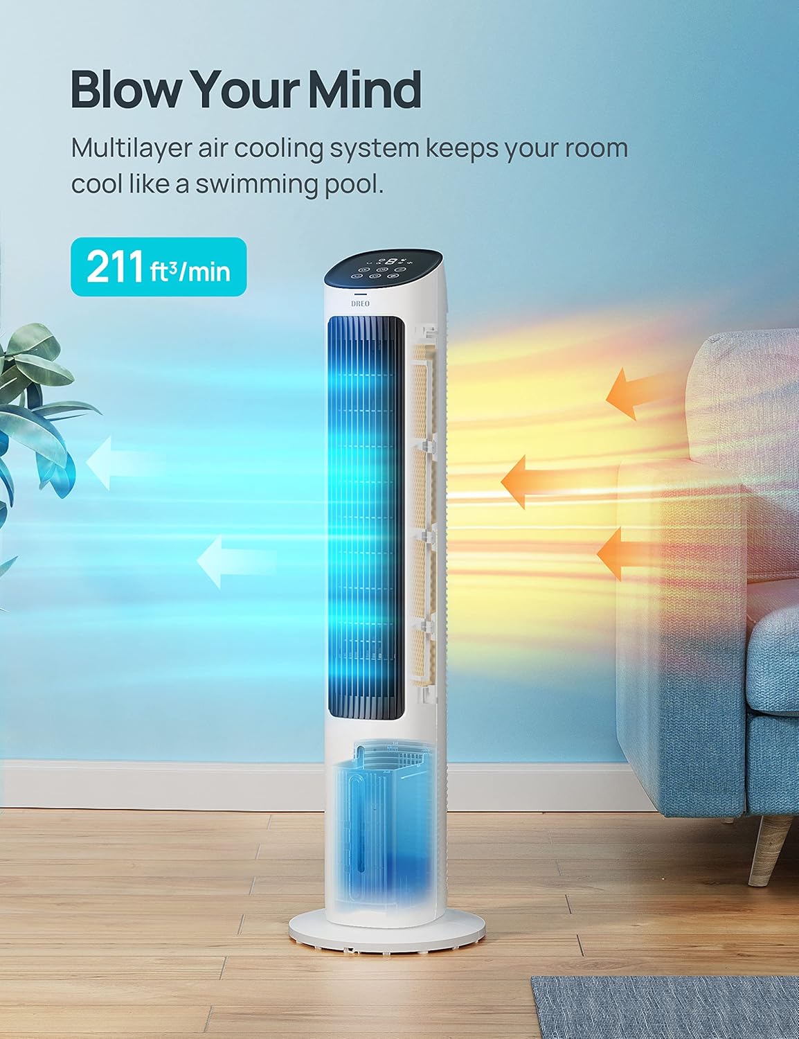 Tower Fan for Bedroom, 40" Oscillating Quiet Floor Fan with Remote Control H78057