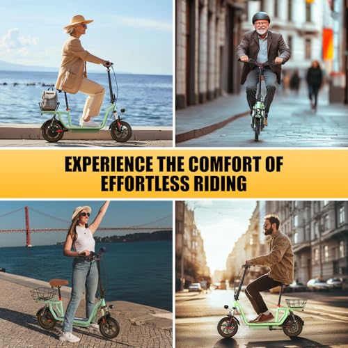 Electric Scooter with Seat, Long Range, Adjustable Handlebar, Dual Suspension V27936