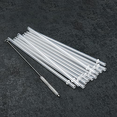 Reusable Hard Plastic Clear Straws with Cleaning Brush U119983