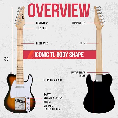 39" Electric Guitar, Full-Size Paulownia Wood Body, 3-Way Switch & Volume/Tone Controls Y993