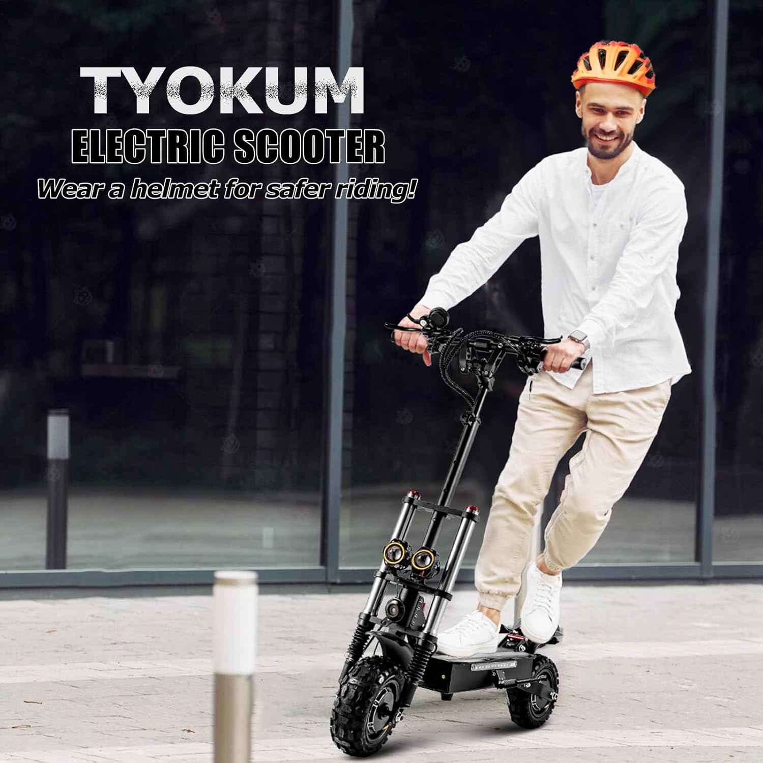 Electric Scooter for Adults with Seat, 50 MPH, 60+ Miles Range, Foldable, 11" Fat Tires V7253