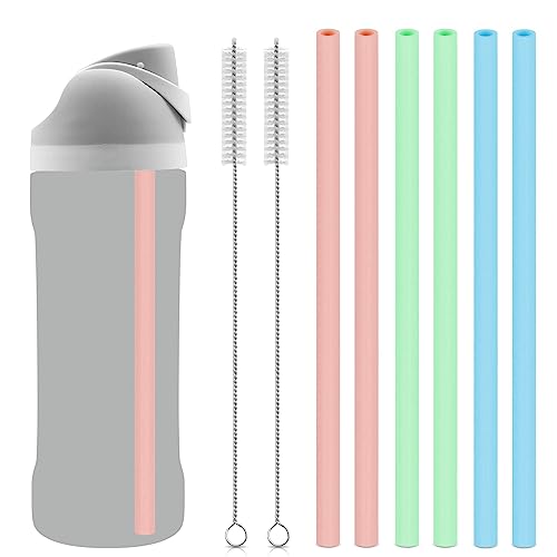 Silicon Replacement Straws for Owala FreeSip 19oz 24oz 32oz Water Bottle, 3pcs Reusable Straws with Cleaning Brush for Owala Insulated Water Bottle 24oz 32oz and Flip 25oz, Bottle Accessories