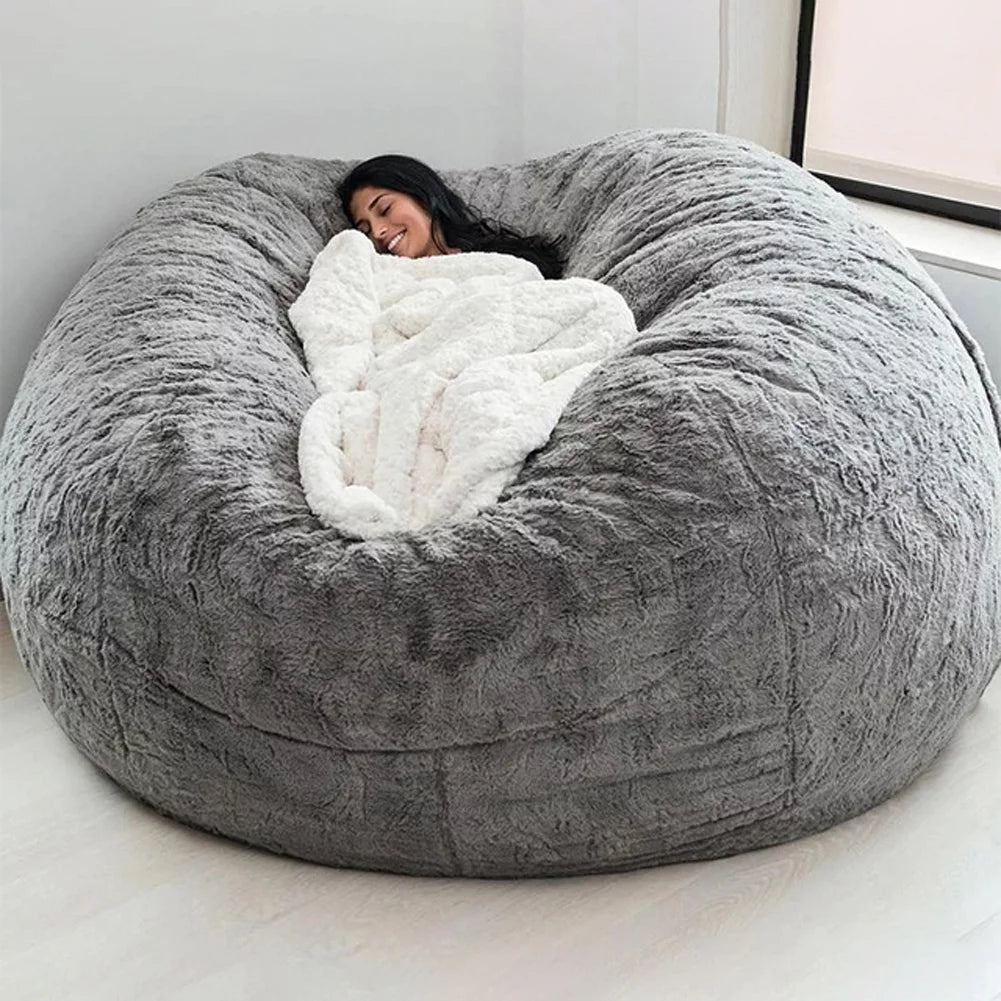 Round Soft Fluffy Bean Bag Chair Cover Only W9468