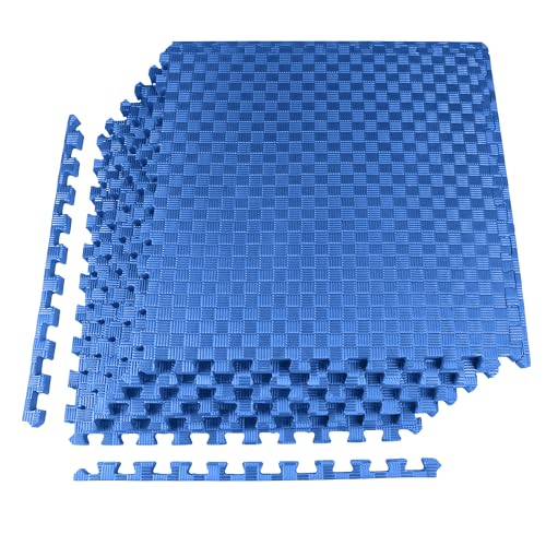 Interlocking Foam Gym Flooring Mat, 1 Inch Thick, 6 Tiles, Black C4472