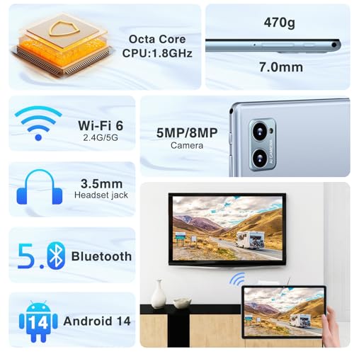 Tablet 10.1 Inch, 20GB RAM 128GB ROM, Octa-Core, IPS HD Touchscreen, with Keyboard Mouse Case E7930