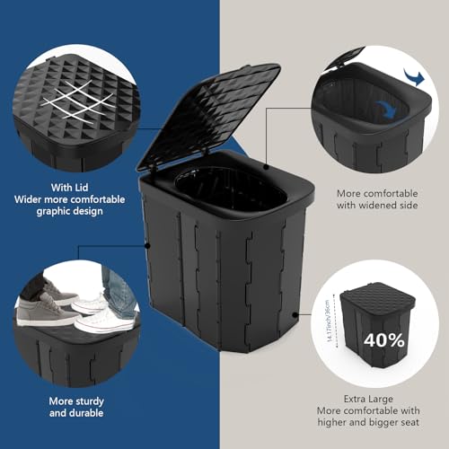 Portable Folding Camping Toilet with Lid for Adults E278