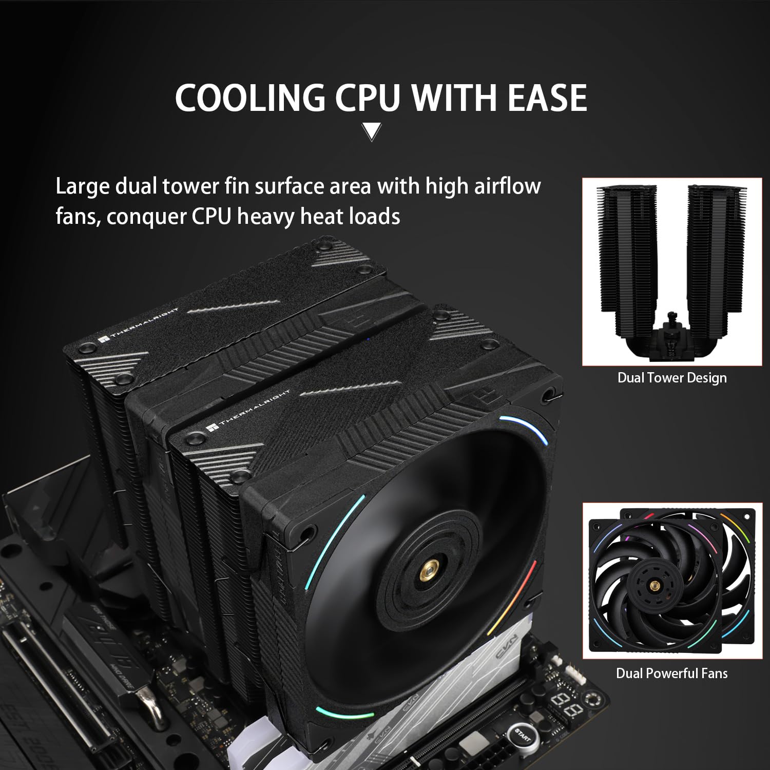 CPU Cooler with Dual PWM Fans and 7 Heat Pipes R16020