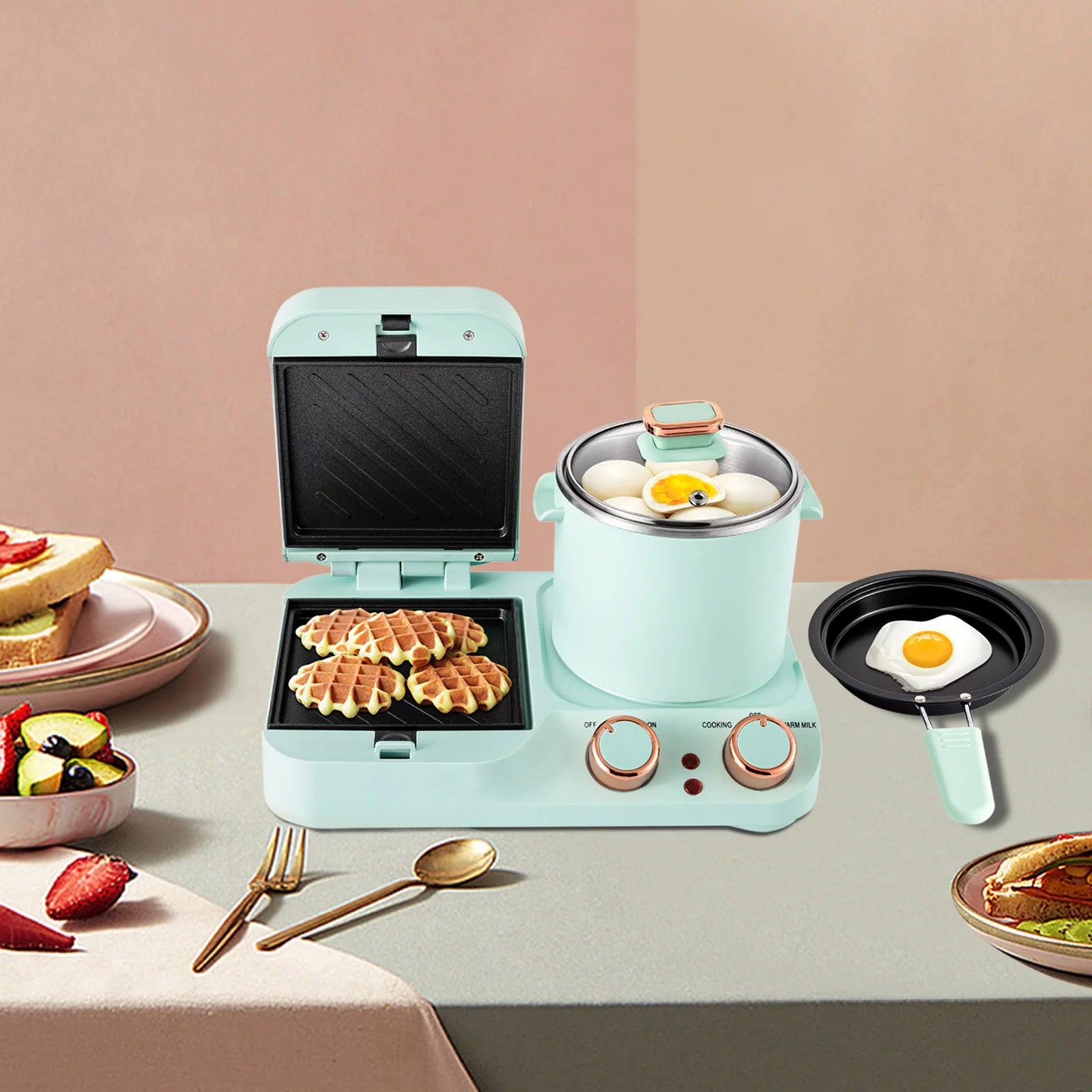 3 in 1 Breakfast Station with Frying Pan, Non-stick Plate, Stockpot A64785