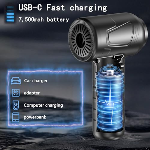 Cordless Air Duster for Cleaning Keyboard PC with 3 Speeds and LED Light P90655