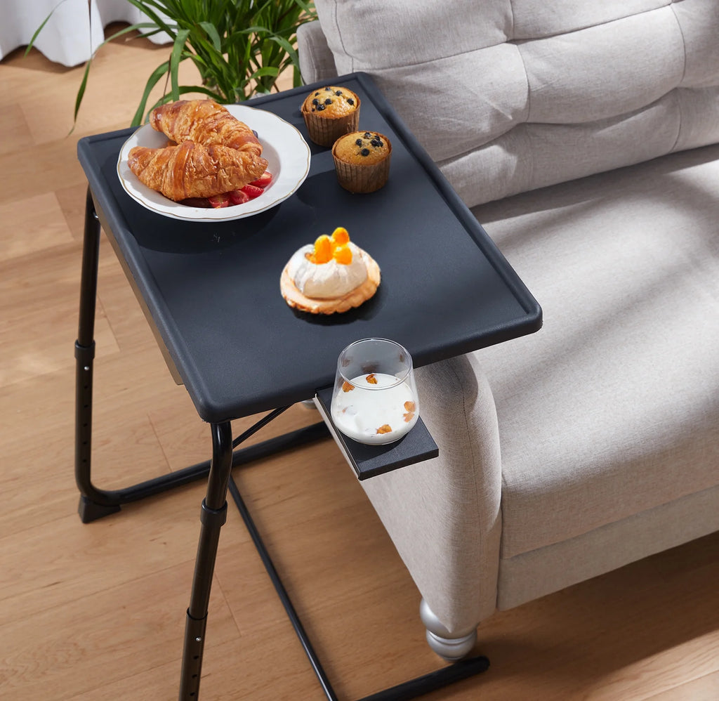 Folding Tray Table with Adjustable Height and Cup Holder Q1844