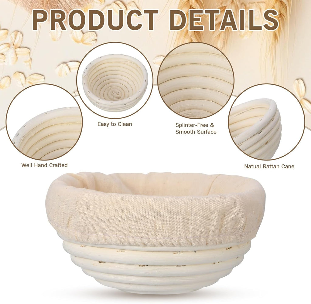 Bread Proofing Basket 5 Inch Banneton with Linen Liner for Sourdough Baking T407814