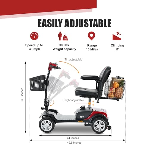 Folding 4 Wheel Mobility Scooter for Seniors, Compact Electric Travel Scooter G3239