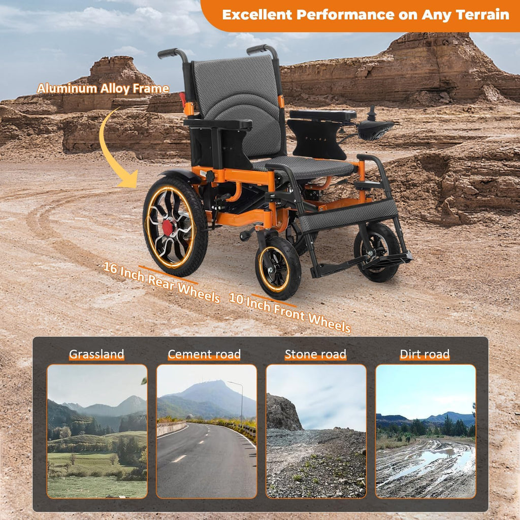 Foldable Electric Wheelchair for Adults, 21in Wide, 500W All Terrain C9993