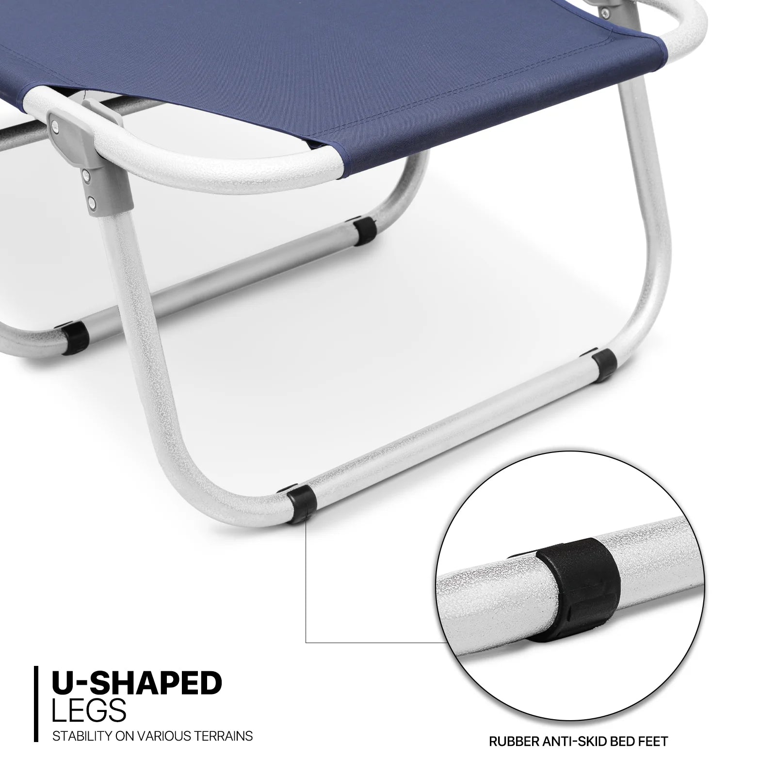 Portable Folding Bed Reclining Lounger Camping Cot with Pillow and Carry Bag J26660