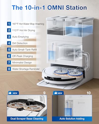 Robot Vacuum and Mop, 18500Pa Suction, Auto-Lift, Self-Emptying C481