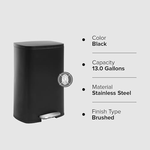 Stainless Steel 13 Gallon Step Trash Can for Kitchen and Bathroom S832