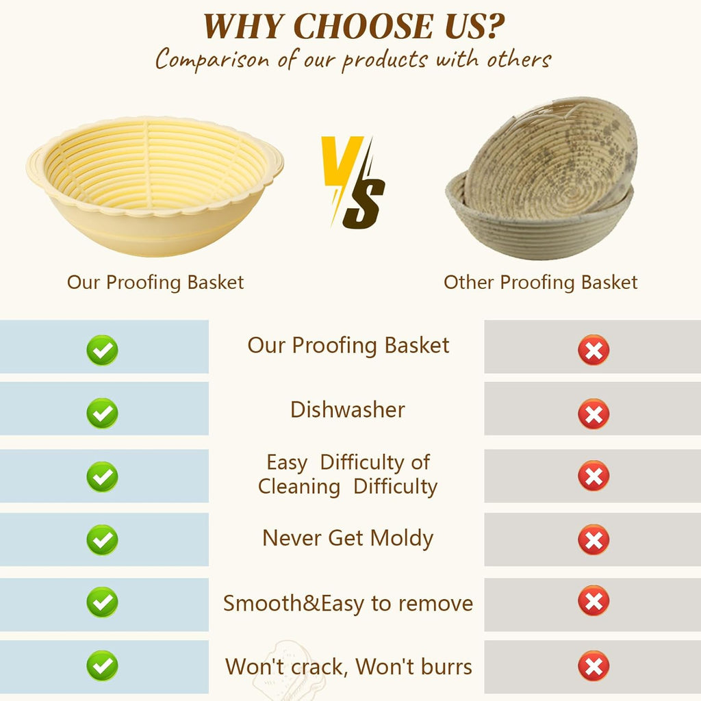 Sourdough Proofing Basket Set of 2, Round 9" & Oval 10" I604