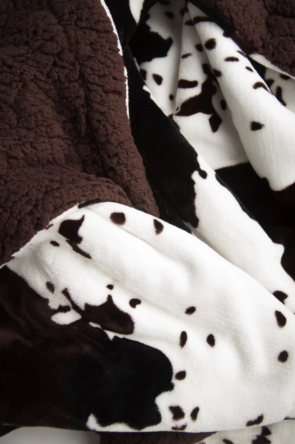 Brown Cowhide Print Sherpa Throw Blanket H4647