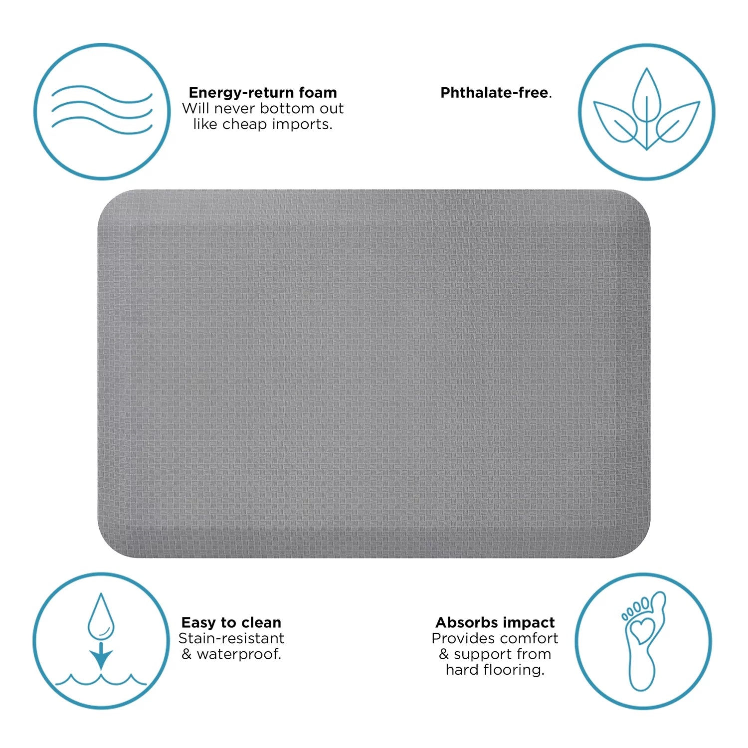 Kitchen Floor Mat, Light Gray, 20" x 30" M283