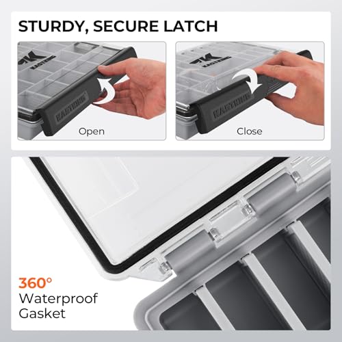 Waterproof Tackle Box with Removable Dividers, 3600 and 3700 Trays Q482255
