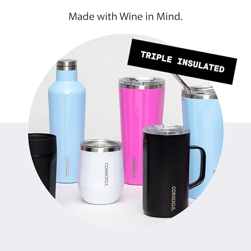 Insulated Stemless Wine Glass Tumbler, 12 oz, Stainless Steel, Powder Blue X9797