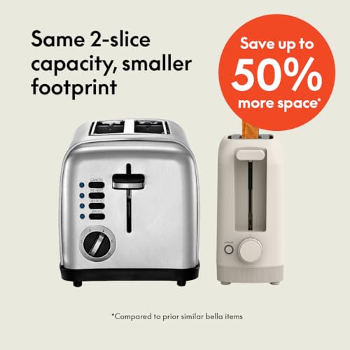 2 Slice Slim Toaster with 6 Shade Settings, Long Slot, Removable Crumb Tray R654