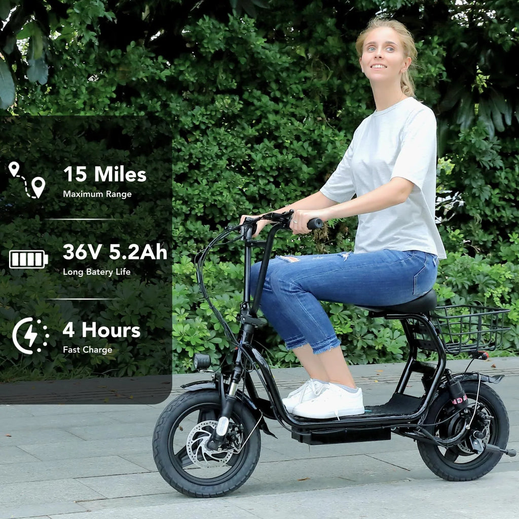 Electric Scooter with Seat, 14" Off-road Tires, 20 MPH Max, Folding I9003