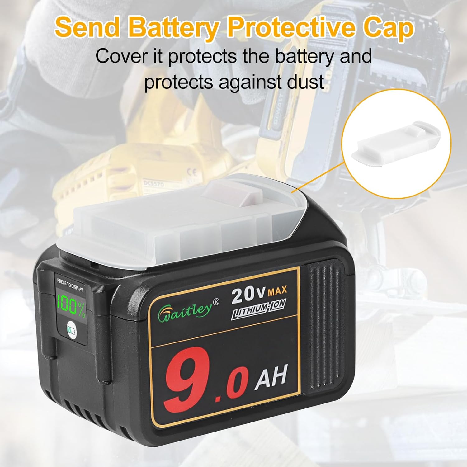 2 Pack 20V 9.0Ah Replacement Battery with LED Indicator for Cordless Power Tools P564