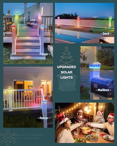 Solar Post Lights for Outdoor Deck Fence, 3 Modes, Waterproof LED, Black X831379