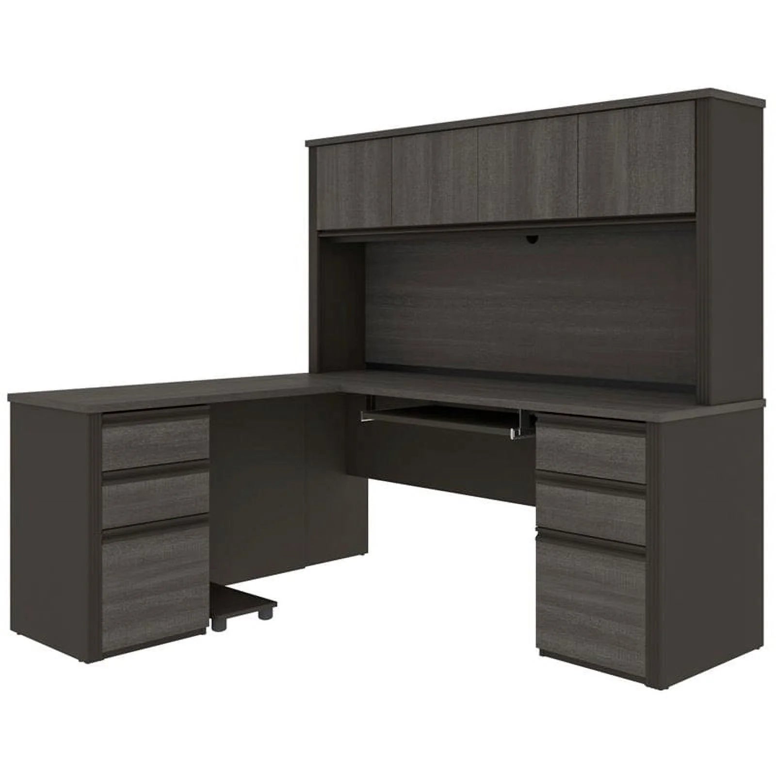 6 Piece Wood L Shaped Computer Desk with Hutch T55023