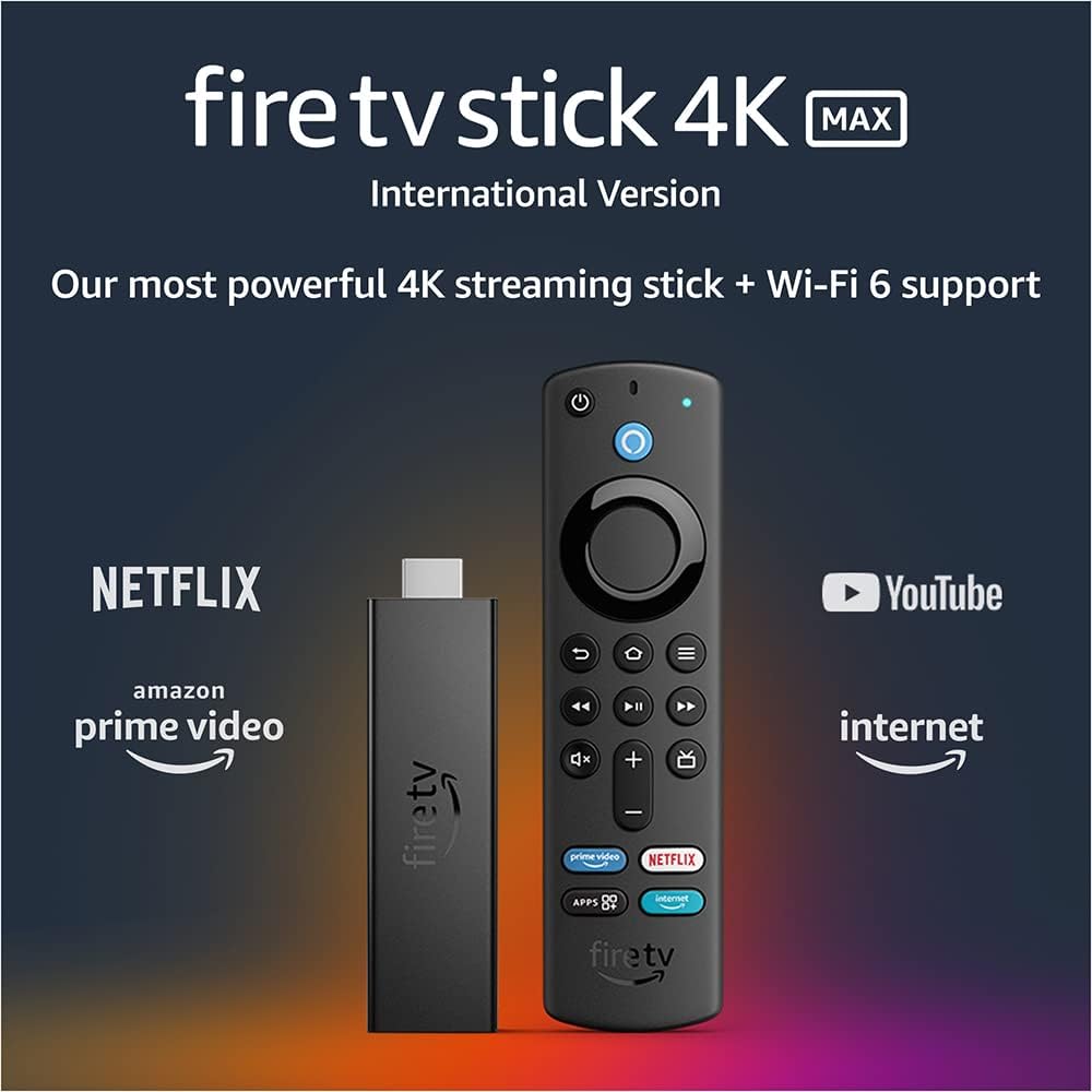 Fire TV Stick 4K Max (International Version) 4K streaming device, Wi-Fi 6, Alexa Voice Remote