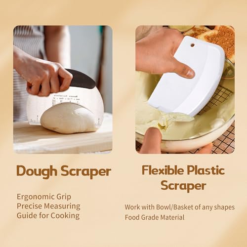 Bread Proofing Basket Kit with Linen Liner and Dough Tools M1098