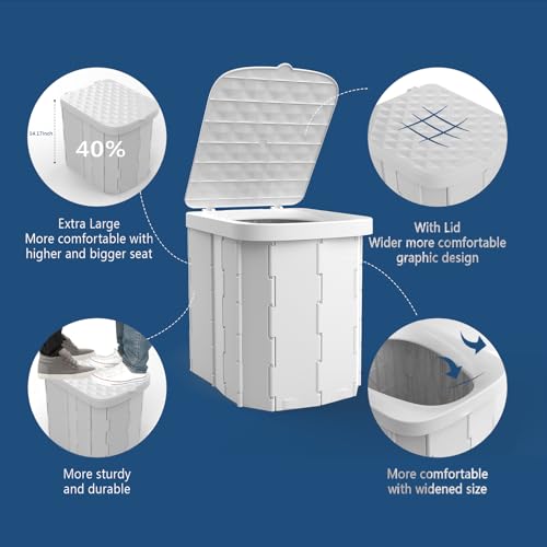 Portable Folding Camping Toilet with Lid for Adults E278
