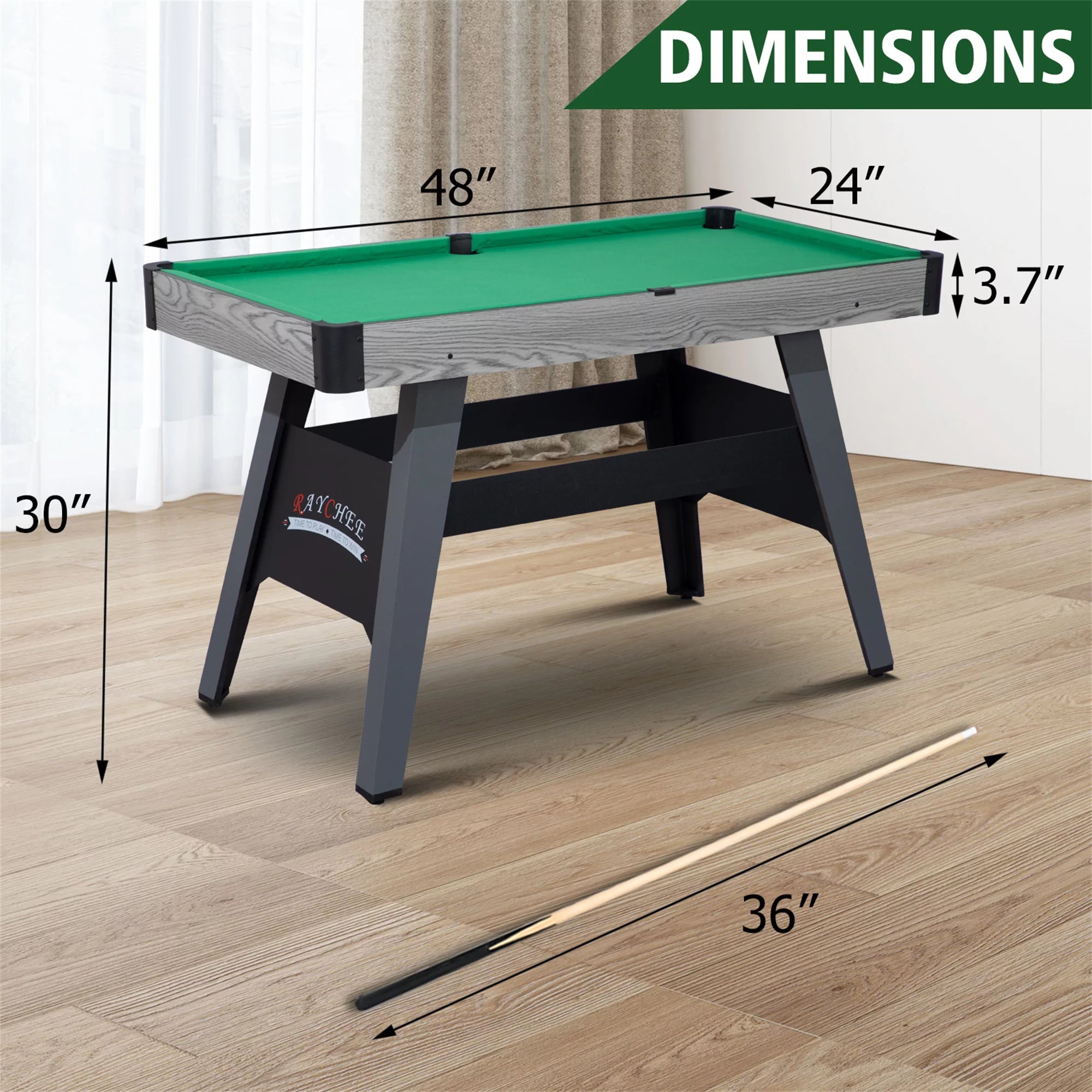 Portable 4-Ft Billiard Table with 2 Cue Sticks and Ball Set T182