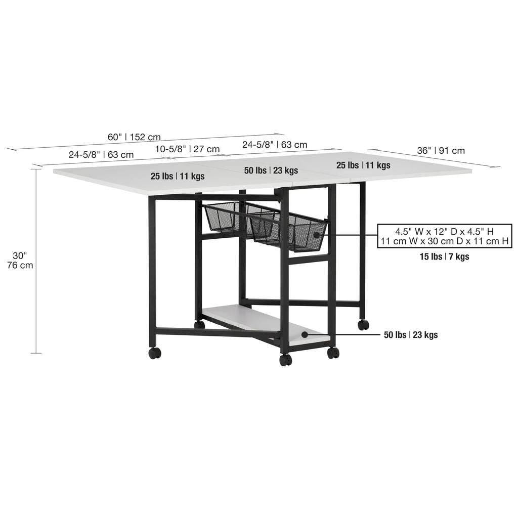 Mobile Fabric Cutting Table with Storage 30" H Q2813