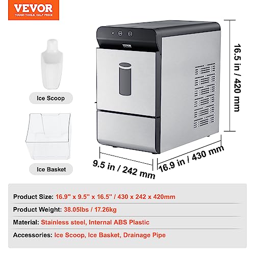 Commercial Ice Maker, 400LBS/24H with Large Storage Bin N15517